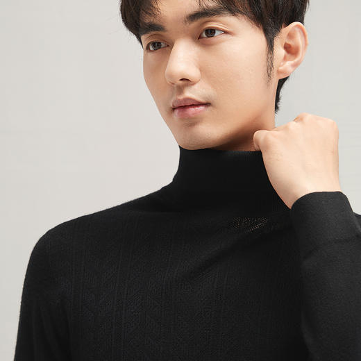 柒牌男士可翻高领羊毛衫2024秋冬新品商务休闲舒适百搭打底针织衫	127Y70630 商品图2