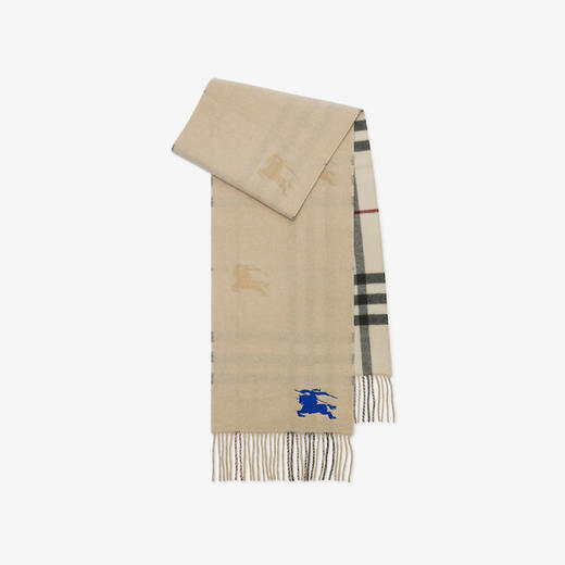【三】BURBERRY 巴宝莉 男女通用马术骑士徽标双面两用格纹羊绒围巾 格子 8095224 A1450 商品图0