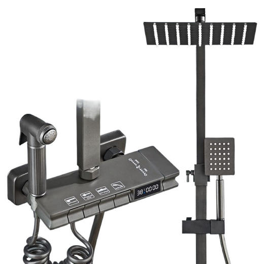 莲蓬头沐浴洒键枪花洒增压灰花全铜套装淋雨喷头钢琴浴室新款家用 商品图0