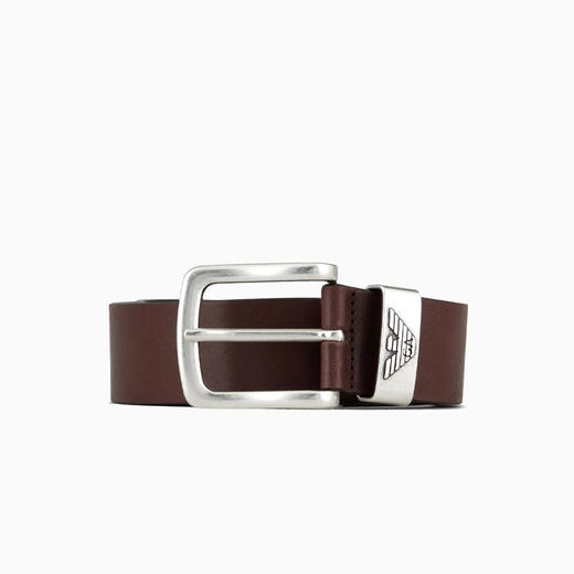 EMPORIO ARMANI 阿玛尼 男士带徽标扣的皮革腰带 棕色 Y4S201 YDD6G 80005 商品图0
