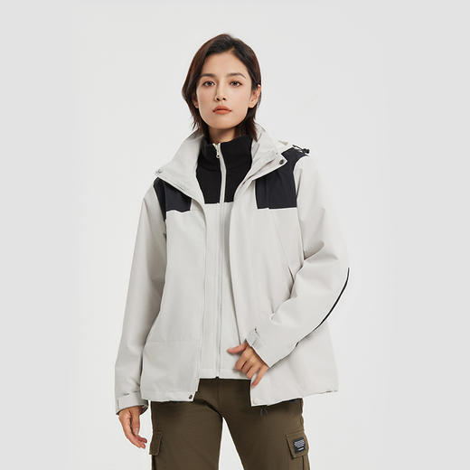 【秋冬上新】幸运鹿情侣款拼色时尚三合一冲锋衣外套可拆卸 商品图1