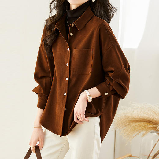 馥迦随性复古加厚灯芯绒衬衫 商品图1