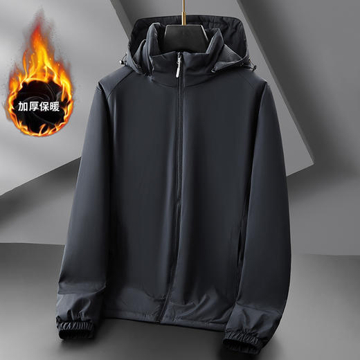 【可拆卸帽】【新款DZP】大依优型大码男装连帽棉衣棉服夹克加肥加大休闲夹克胖子外套上衣 商品图0