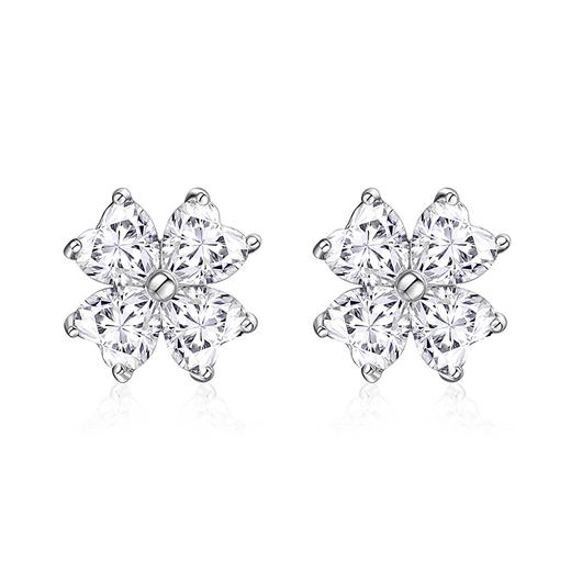 卡蒂罗/KADER 幸运四叶草 四叶梦境耳钉 爱心锆石满镶宝石轻奢精致养耳洞耳饰 灵动清新睡觉免摘 925银 开学礼 商品图1