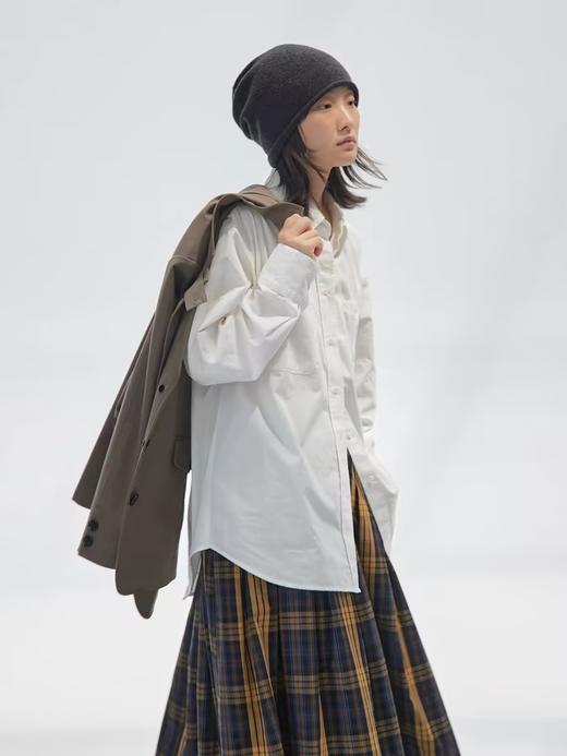 步履不停/4C11205C/纯棉工装口袋白色橘色马甲内搭长袖衬衫 商品图2