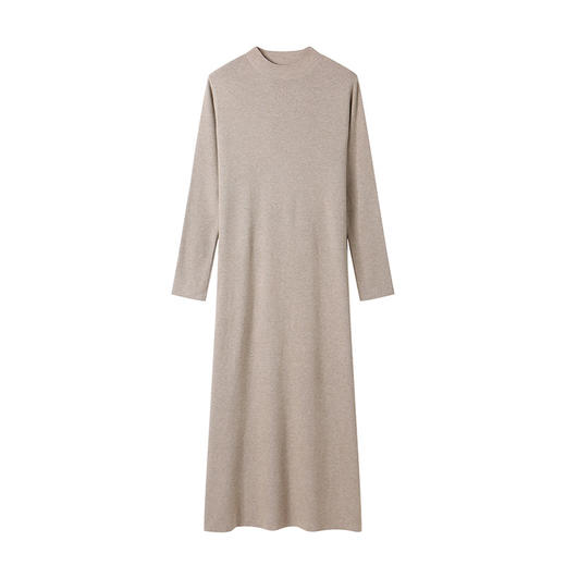 CC-16-9177秋冬圆领宽松显瘦长款针织连衣裙2024秋冬配大衣打底A字裙毛衣裙 商品图4