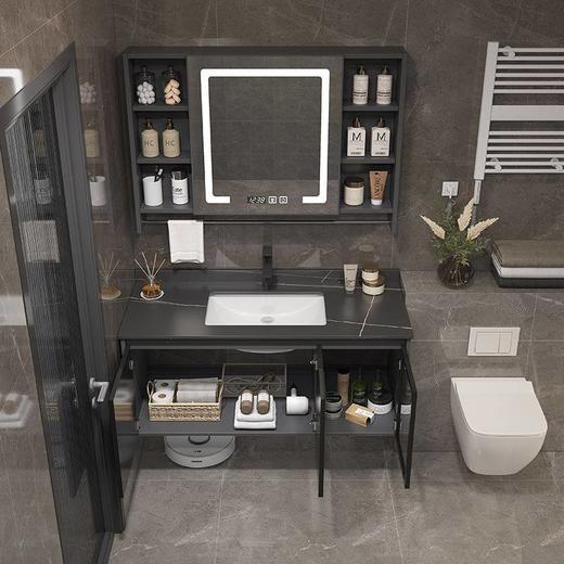 一体组合太空镜柜毛巾铝台杆洗脸智能陶瓷洗手盆浴室柜洗漱卫生间 商品图1