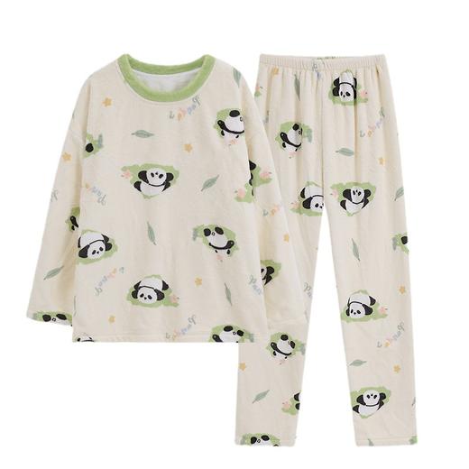 冬季新款【睡衣女法兰绒套装】圆领套头长袖长裤 卡通舒适保暖家居服套装 商品图4