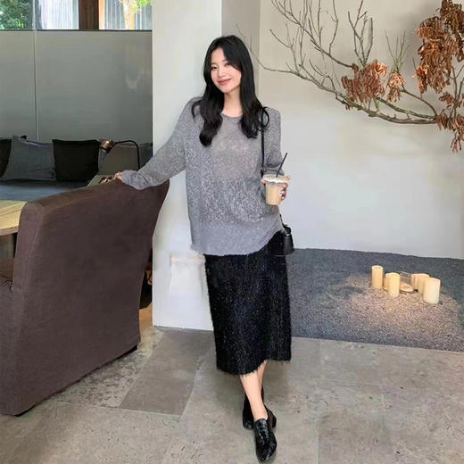 【顺丰包邮】73021 洛诗琳秋季新款慵懒感马海毛镂空针织罩衫160504 商品图4