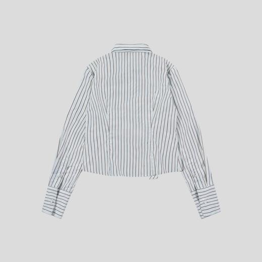 GOODBAI athletic学院印花不规则条纹修身长袖衬衫 商品图2