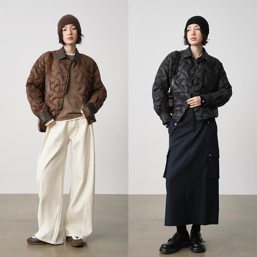 UMILAB【布朗尼】90白鸭绒拼皮 轻量感高保暖衬衫式羽绒服BF313H 商品图2