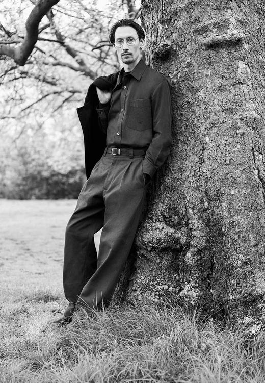 Margaret Howell 男士烟草色fox brother轻量法兰绒直筒裤 商品图0