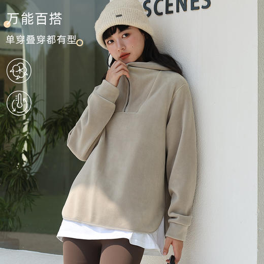 【2025冬季】摇粒绒连帽卫衣 宽松加厚外搭日韩休闲上衣 带拉链套头长袖外套 商品图0