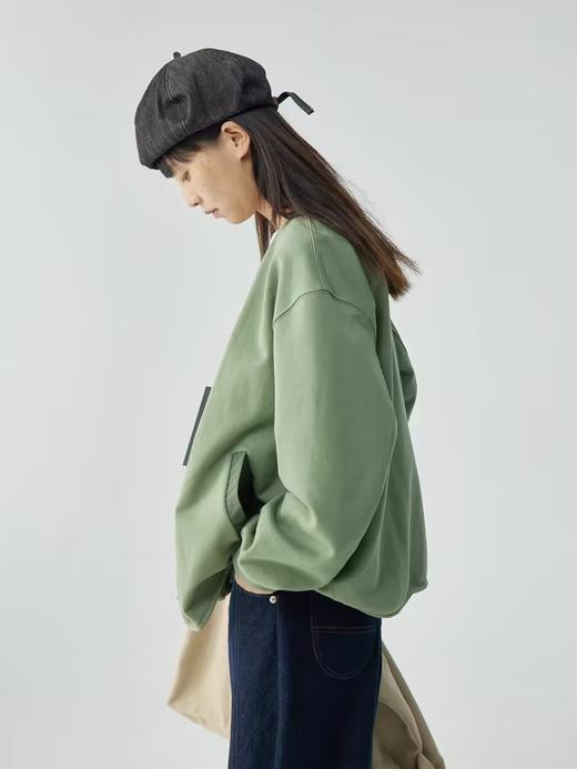 步履不停/4C15078C/日系纯棉V领米色绿色针织开衫 商品图1