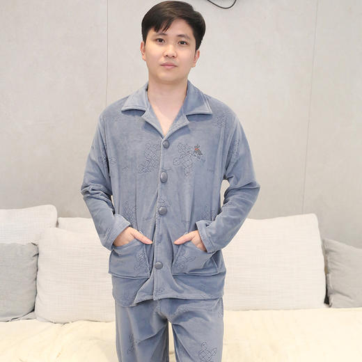 【169元1套】秋冬男士长袖长裤海岛绒套头家居套装-6243220 商品图1