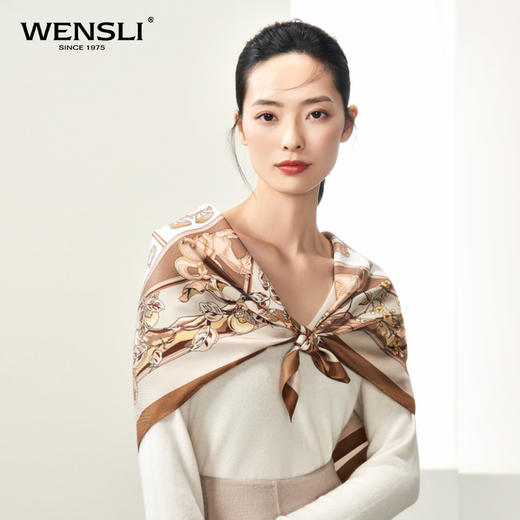 万事利“四时景”88厘米双面印花真丝大方巾 商品图2