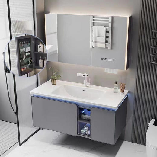 柜组合洗脸盆洗漱卫生间智能台陶瓷一体盆浴室柜新款 商品图0