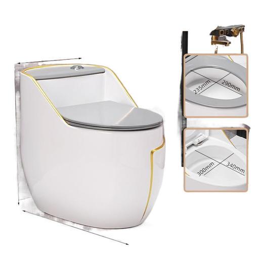 卫生间静音大坐便器灰色个性节水马桶陶瓷管道轻奢虹吸式家用 商品图3