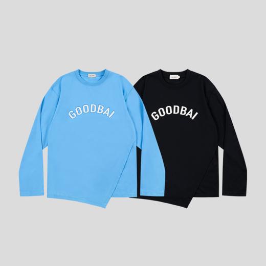 GOODBAI logo印花圆领不规则长袖T恤 商品图1