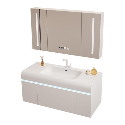 浴室柜组合一体卫生间多层奶油圆角陶瓷实木洗脸盆洗手盆柜轻奢 商品图4