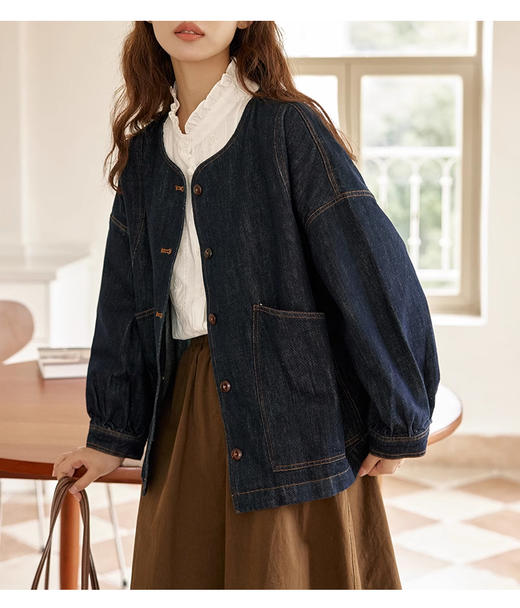 裁缝学苑AQ371新款夹克圆领牛仔外套纸样女装2024上衣短款服装样板 商品图2