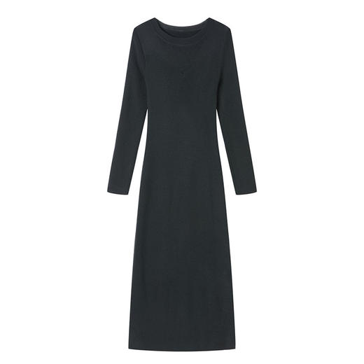 CC-16-9169时尚气质羊毛针织连衣裙女秋冬2024新款圆领修身长款过膝毛衣裙 商品图4