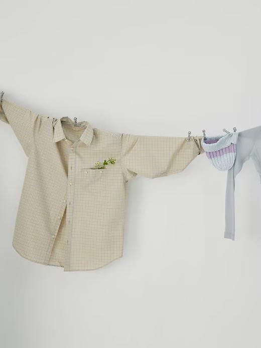 步履不停/4C11204C/复古清新翻领灰咖格子长袖衬衫 商品图3