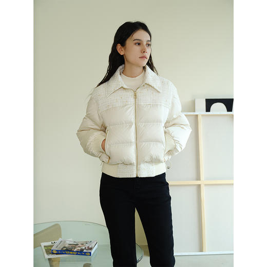 HeyDress小香风羽绒服女冬季法式复古设计感白鸭绒保暖白色外套 商品图0