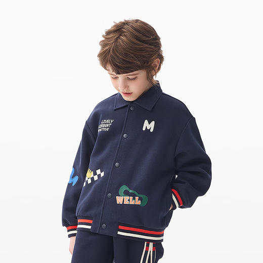 【MQD】童装男大童春新款学院风潮酷穿搭字母休闲翻领外套 商品图3