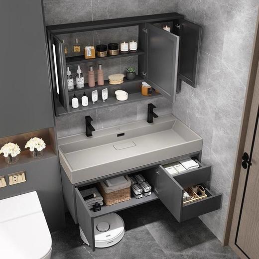 洗手池纳米组合洗漱智能一体台柜卫生间洗脸盆岩石轻奢双人浴室柜 商品图2