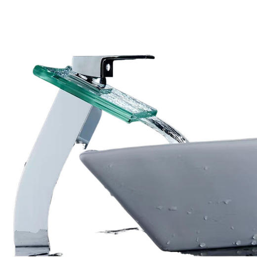 单孔洗手面盆艺术脸盆瀑布卫生间全铜台盆水龙头玻璃创意冷热家用 商品图4