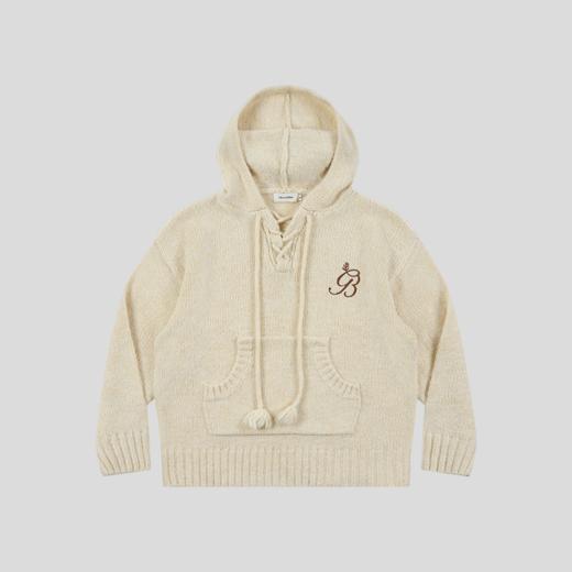 GOODBAI GB logo 链条绣抽绳连帽套头插袋针织毛衣 商品图2