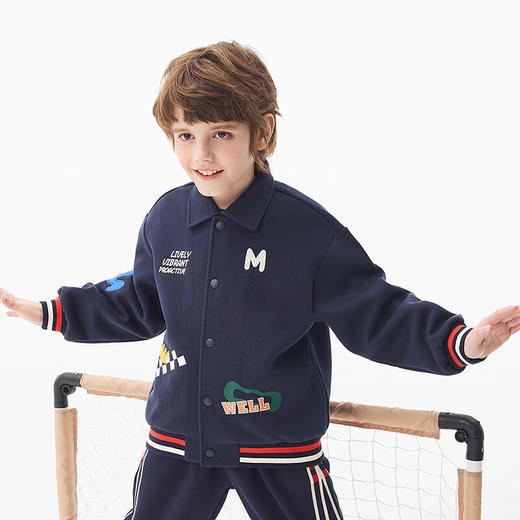 【MQD】童装男大童春新款学院风潮酷穿搭字母休闲翻领外套 商品图2