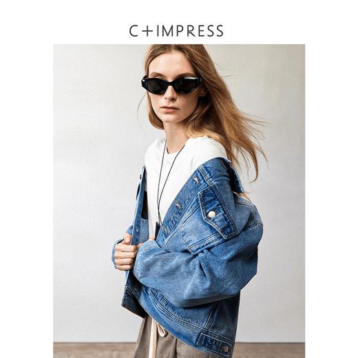 西嘉**定染赛洛纱 美式复古阔版箱型牛仔外套女2024秋冬新(货号:WT2404045) 商品图1