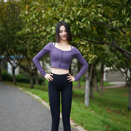 跃牌【禅语梵心】系列紧身纽扣性感显瘦螺纹瑜伽服开衫CX5001 商品图2
