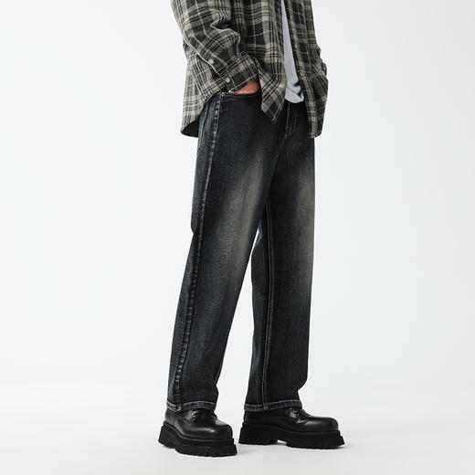 【新款DQ】大依优型大码潮款直筒牛仔裤长裤男舒适休闲简约百搭加肥加大男装 商品图2