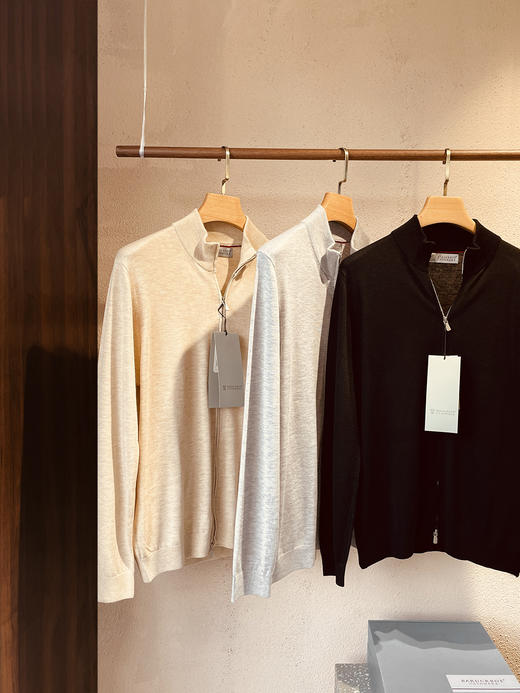 柜13K BC同款羊毛桑蚕丝混纺面料拉链针织开衫 商品图3