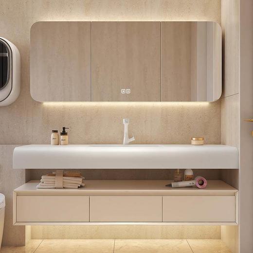 洗脸盆可丽耐盆机器人扫地洗漱台一体组合肤感智能弧形日系浴室柜 商品图2