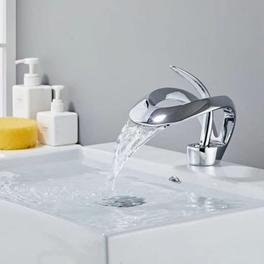 卫生间水龙头白色面盆浴室台上瀑布洗手池创意冷热洗脸龙头 商品图1