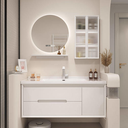 浴室柜烤组合洗脸盆橡木一体风法式洗手盆陶瓷奶油漆洗漱柜卫生间 商品图2