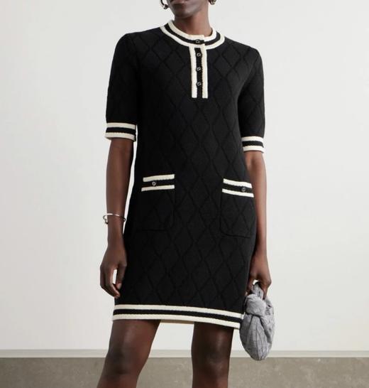 贸易公司订单  zp无标！大G黑白拼接菱格连衣裙  意大利进口羊毛 商品图0
