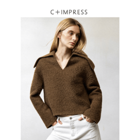 西嘉羊驼圈圈毛 大翻领套头短款减龄双面尼外套女2024秋冬新上新(货号::WT2404007)