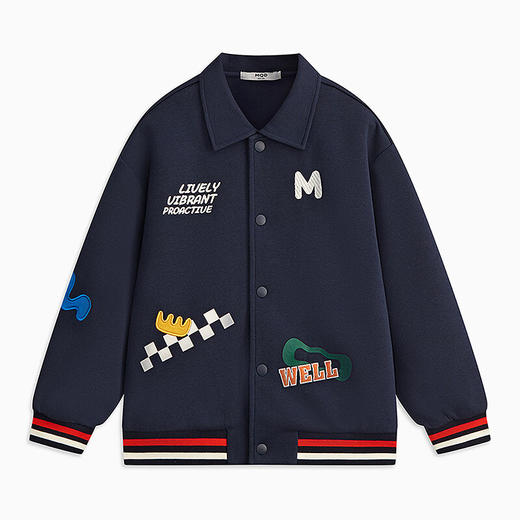【MQD】童装男大童春新款学院风潮酷穿搭字母休闲翻领外套 商品图4