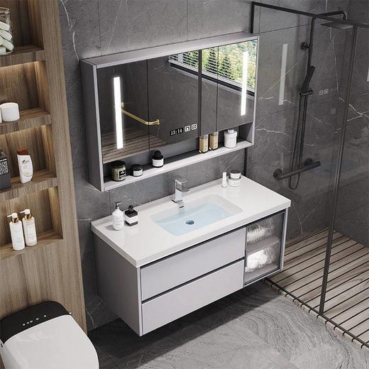 一体洗脸盆现代浴室柜卫生间陶瓷洗漱岩板盆折卫浴柜组合洗手盆台 商品图2