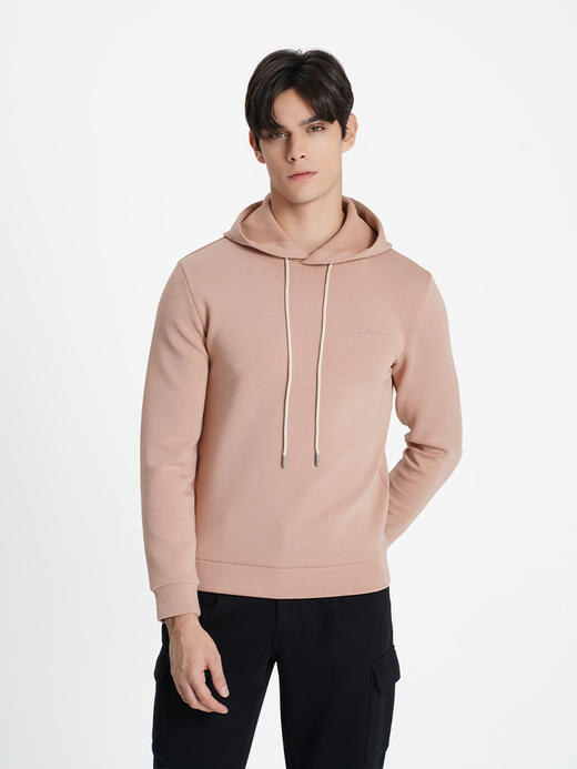 callisto乐行系列粉色聚酯纤维混纺抽绳连帽卫衣 商品图3