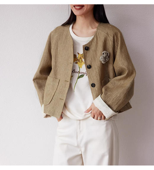 裁缝学苑AQ369亚麻短外套纸样女装插肩袖圆领长袖上衣样板 商品图2