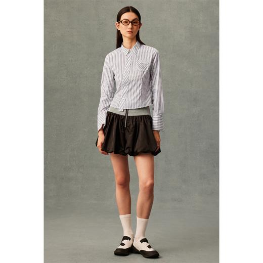 GOODBAI 拼接拉链双层褶皱半身短裙 商品图0