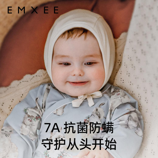 【母婴服配】 嫚熙婴童帽超薄密鲁棉双面拉架护耳宝宝新生儿帽子初生0-3月胎帽 商品图3