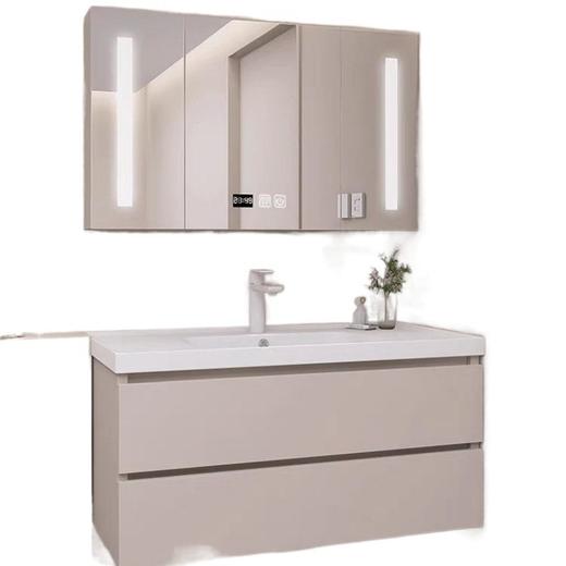 镜柜多层洗脸盆陶瓷家用实木小户型卫浴奶油盆智能组合一体浴室柜 商品图3