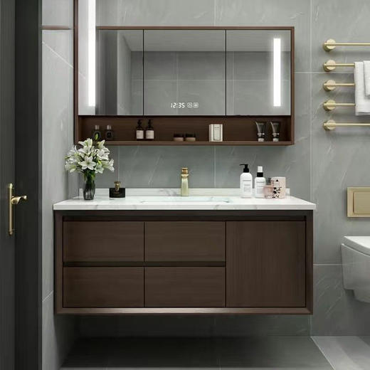 组合浴室柜套装柜落地一体橡木洗漱卫生间陶瓷洗手台中式洗脸盆新 商品图1